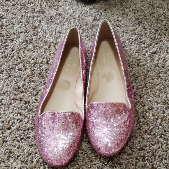 Pink glitter Kate spade flats. Size 8.5 like new - Picture 1 of 3